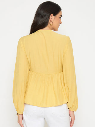 Madame Cinch Waist Yellow Peplum Top