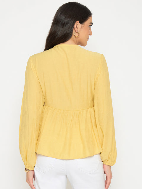 Madame Cinch Waist Yellow Peplum Top