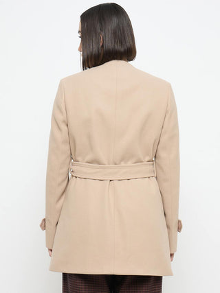 Madame Beige Belted Long Coat