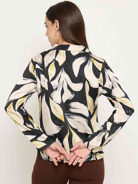 Madame Self Design Solid Black Shirts