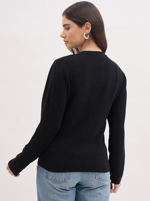 Madame Embroidered Black Cardigan