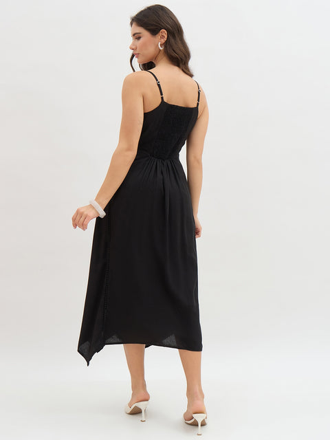 Madame Rayon Blend Crochet Overlay Dress