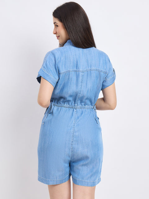 Madame Solid Light Blue Jump Suits