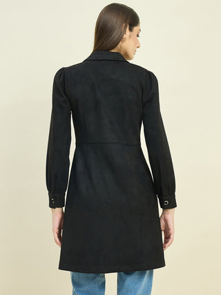Madame Suede Blazer Dress with Embellished Button Details