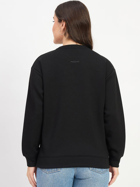 Madame Solid Black Sweat-Shirt