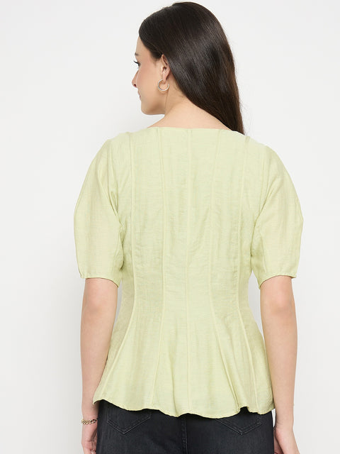 Madame Green Square neck Rayon Blend  Top