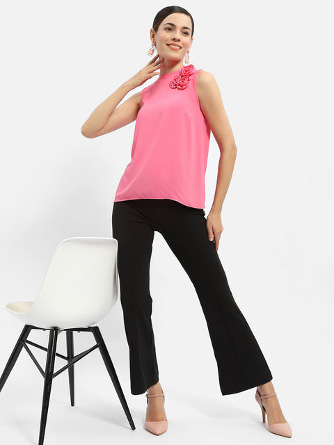 Madame Applique Adorned Fuschia Pink Shimmer Top