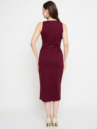 Madame Double Breasted Maroon Red Midi Dress