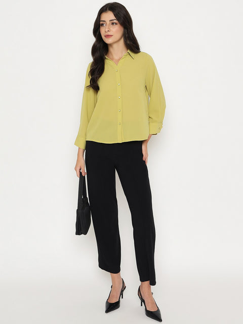 Madame Solid Cyber Lime Full Sleeve Shirt