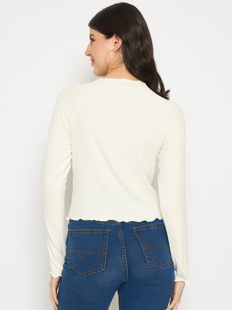 Madame Graphic Print Raglan Sleeve Off White T-shirt