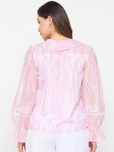 Madame Rayon Blend Pink Ruffle Top