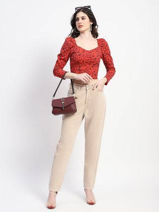 Madame Straight Fit Cotton Beige Denim