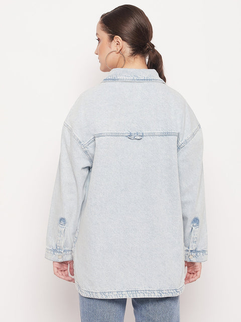 Madame Oversized Ice Blue Denim Jacket