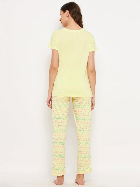 mSECRET Yellow Printed Cotton Nightsuit