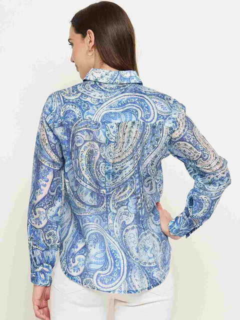 Madame Paisley Print Blue Shirt
