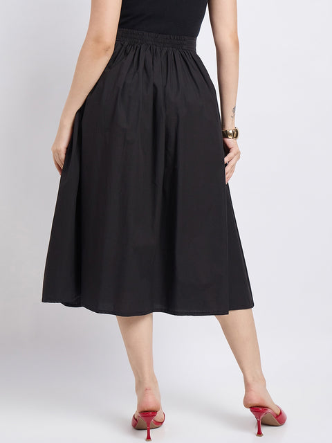 Madame Black Smocked Cotton Skirt