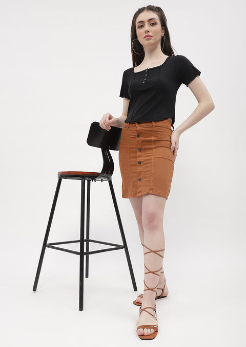 Madame Solid Black Corset Style Top