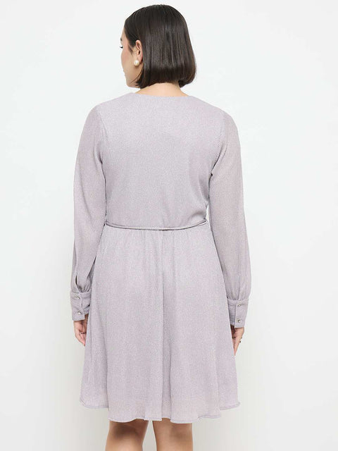 Madame Surplice Neck Lilac Mini Dress