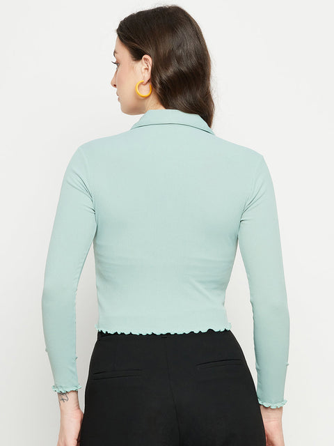 Madame Mint Ribbed Crop Top
