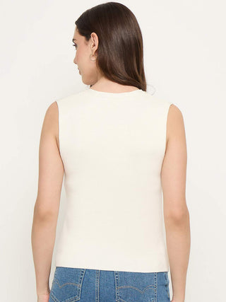 Madame Beige Button Down Knit Top