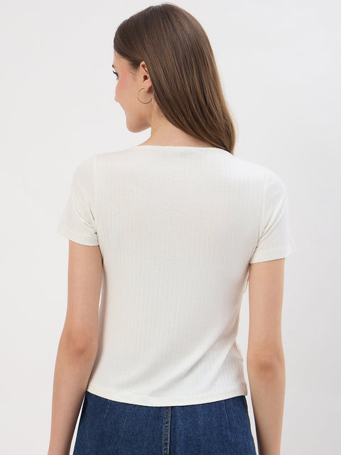 Madame White Rayon Drape Top