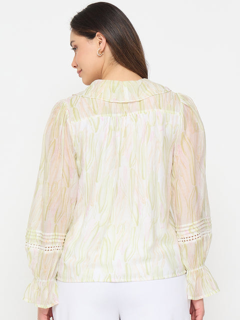 Madame Green Rayon Blend Cotton Top