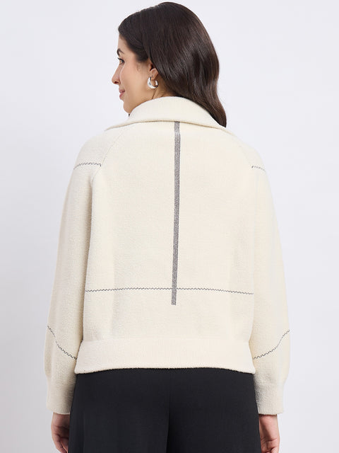 Madame Beige Polo Zipper Sweater