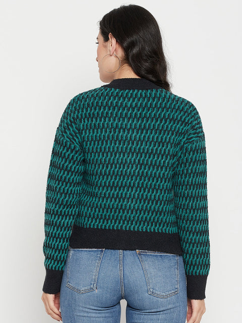 Madame Printed Emerald Green Sweater