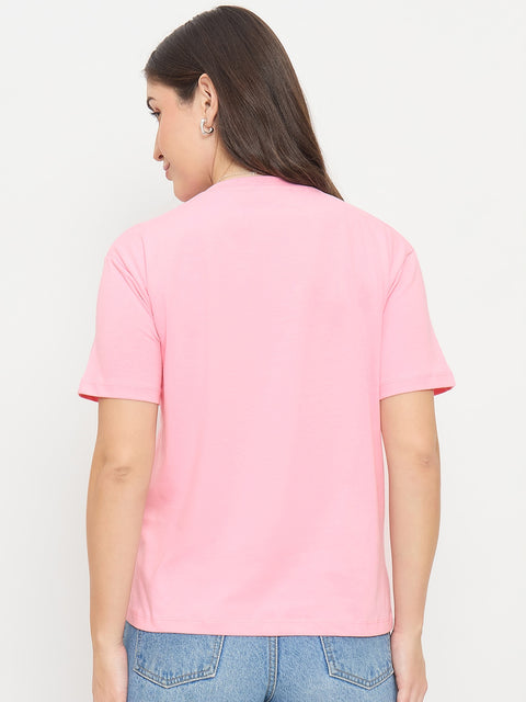 Madame Pink Graphic Print Cotton Round Neck T-Shirt