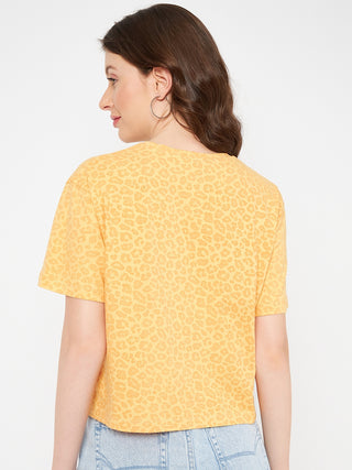Madame Disney and Animal Printed Mustard Yellow Cotton Top