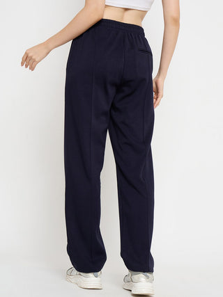 mSECRET Print Detailed Navy Blue Tapered Track Bottoms