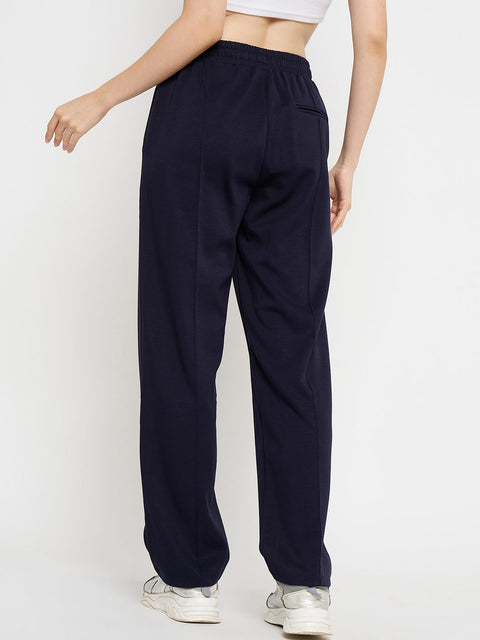mSECRET Print Detailed Navy Blue Tapered Track Bottoms