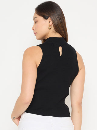 Madame mock Neck Tank Knit crop Top