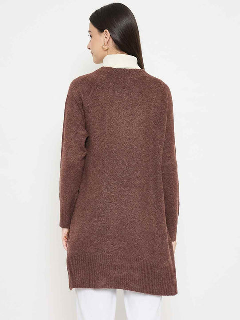 Madame Acrylic Chocolate Brown Long Open Shrug