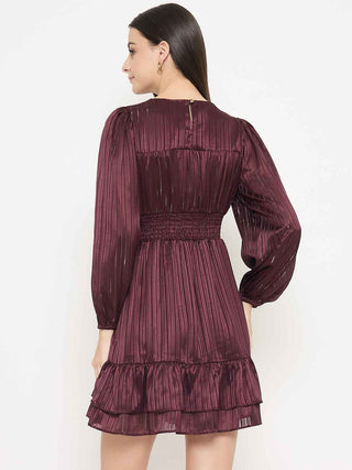 Madame Tiered Wine Red A Line Mini Dress