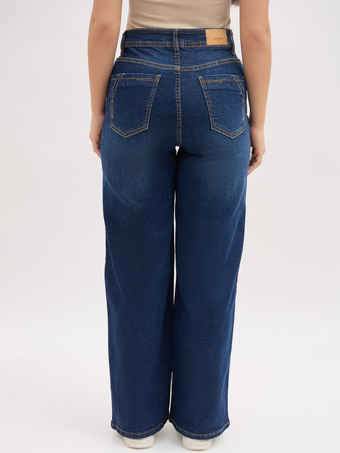 Madame Mid Blue Wide-Leg High-Rise Jeans