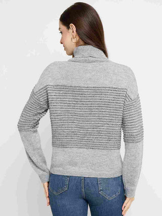Madame Striped Grey High Neck Sweater