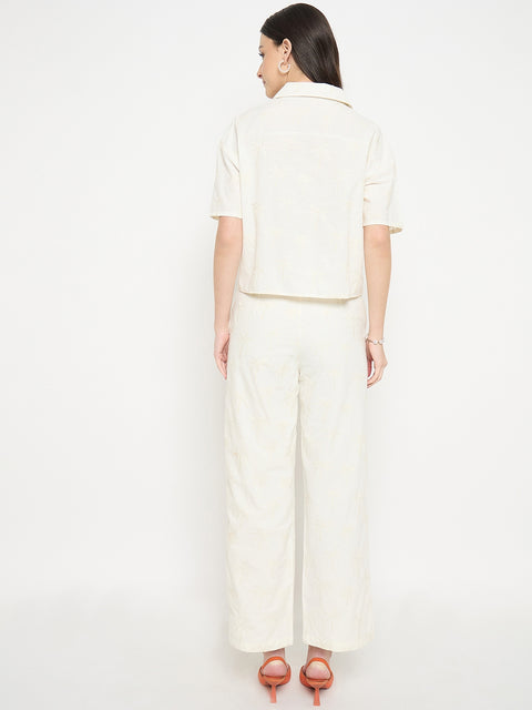 Madame Ivory Cotton Printed Top and Trousers Co-ord Set