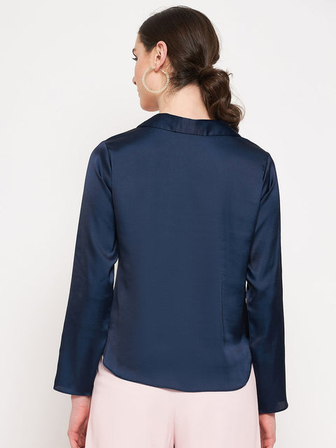 Madame Navy Satin Shirt