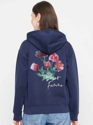 Madame Hooded Blue Sweatshirt with Zipper