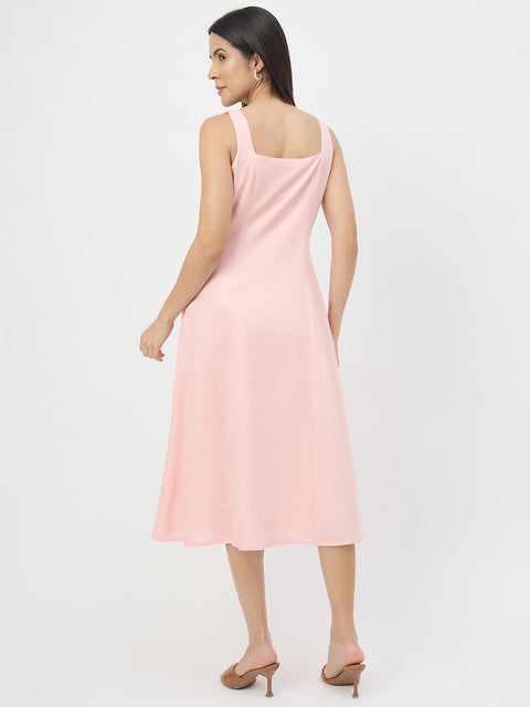 Madame Blush Pink Cotton Midi Dress