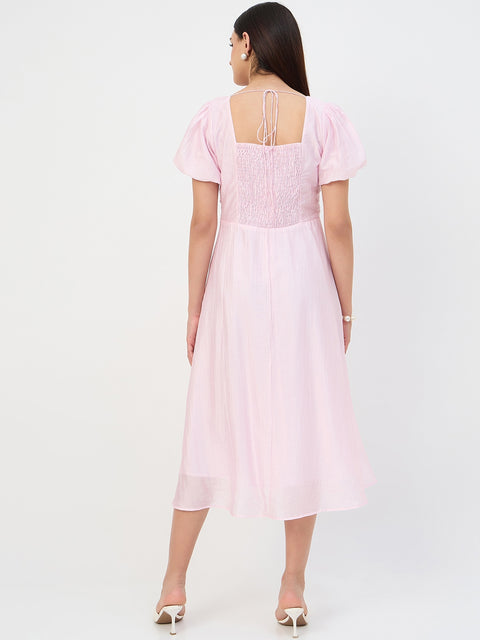 Madame Pink Printed Ruched Tencel Dress