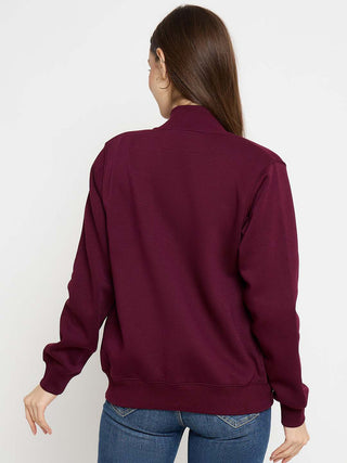 Madame Cotton Blend Zip Up Plum Sweatshirt
