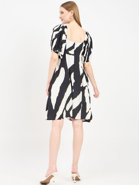 Madame Abstract Print Rayon Blend Midi Dress
