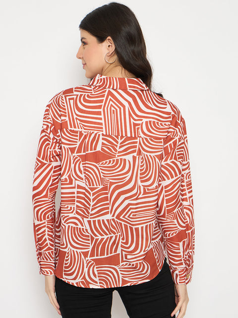 Madame All Over Print Rust Orange Shirt