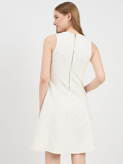 Madame Side Panel Cotton Denim Sheath Dress