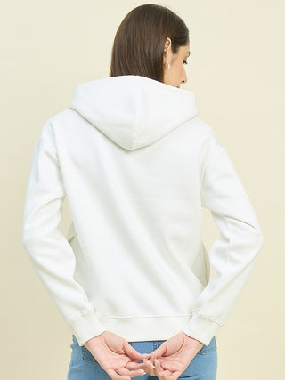 Madame Printed Cotton Blend White Sweatshirt