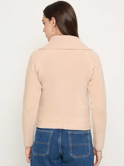 Madame Wide Collar Peach Sweater