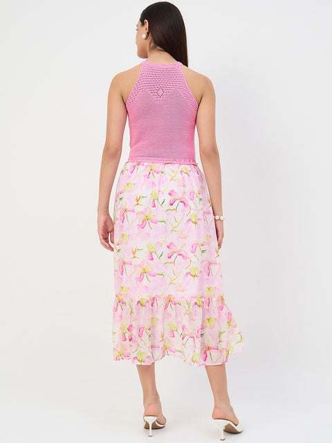 Madame Pink Halter Neck Tencel Midi Dress
