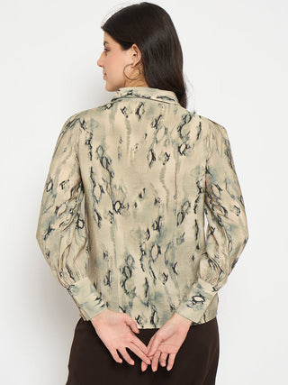 Madame All Over Printed Nylon Blend Grey Shirt
